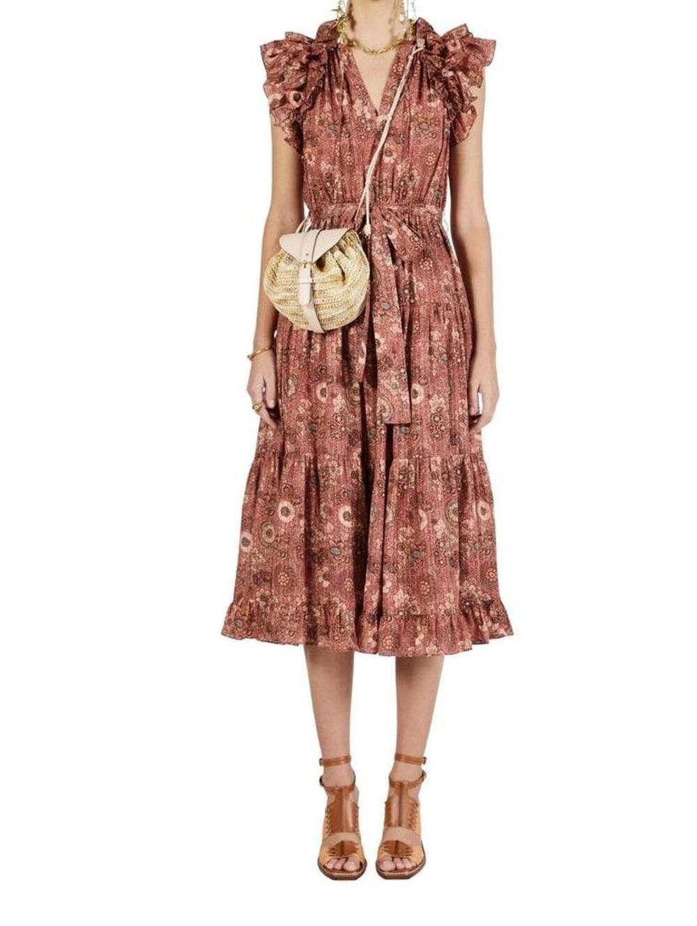 Ulla Johnson Virginia Rosebud Floral Tiered Midi Whimsigoth Cottagecore Dress 4